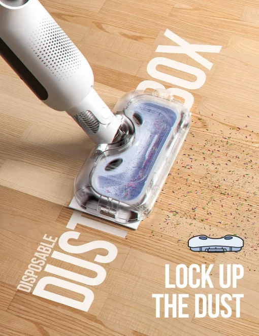 LiTHELi Cordless Vacuum Mop Cleaner, 2-in-1 Hard Floor Stick Vacuum, Wet Dry Mop, 2 Disposable Dust Boxes, 14 Disposable Pads & 1 Washable Pad, 2 Swappable 4000mAh Batteries - Image 3