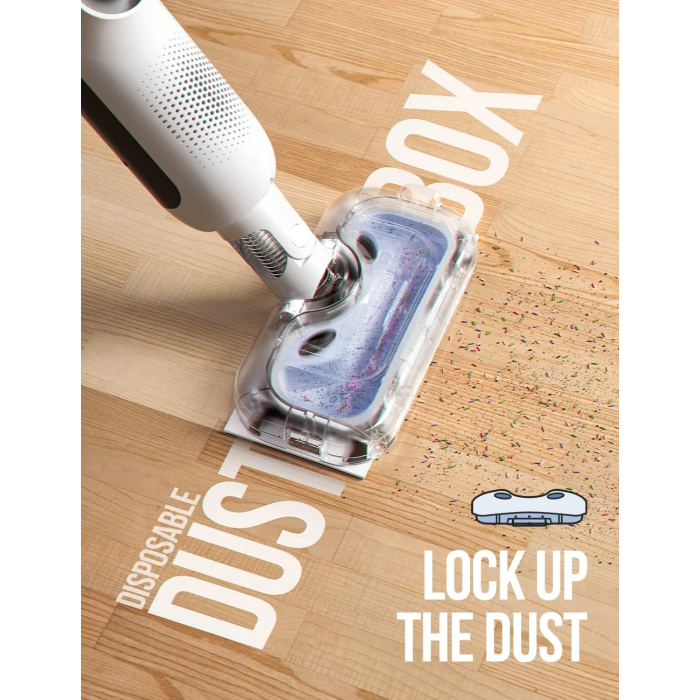 LiTHELi Cordless Vacuum Mop Cleaner, 2-in-1 Hard Floor Stick Vacuum, Wet Dry Mop, 2 Disposable Dust Boxes, 14 Disposable Pads & 1 Washable Pad, 2 Swappable 4000mAh Batteries - Image 3