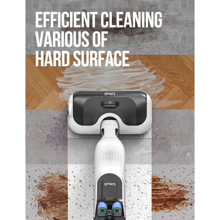 LiTHELi Cordless Vacuum Mop Cleaner, 2-in-1 Hard Floor Stick Vacuum, Wet Dry Mop, 2 Disposable Dust Boxes, 14 Disposable Pads & 1 Washable Pad, 2 Swappable 4000mAh Batteries - Image 7