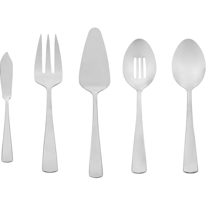 Amazon Basics 5-Piece Stainless Steel Serving Set with Square Edge, Silver - Image 4