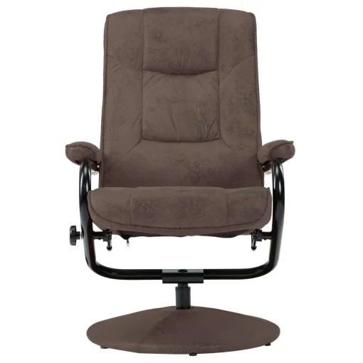 vidaXL Swivel Recliner with Ottoman Brown Faux Suede Leather - Image 2