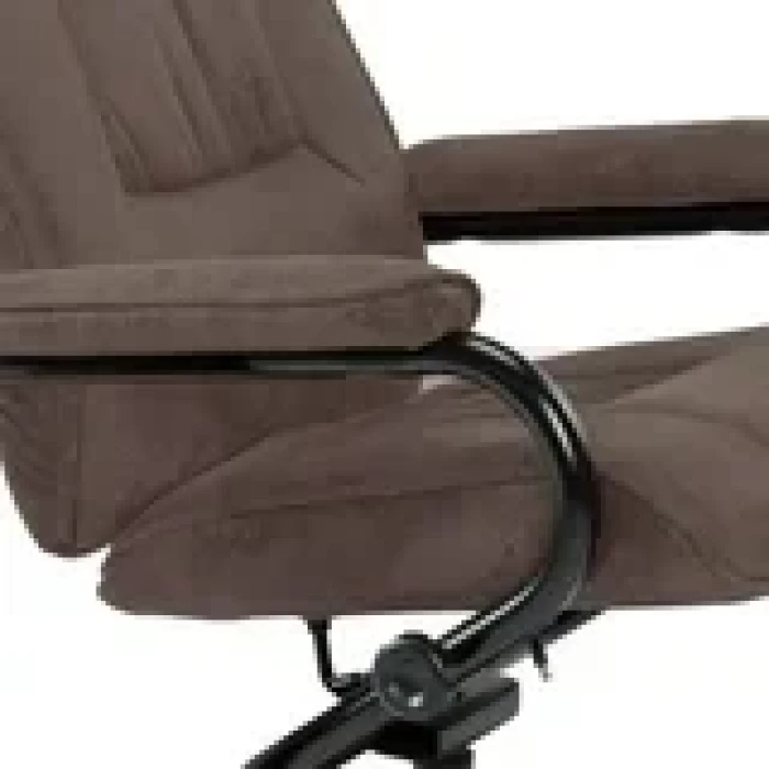vidaXL Swivel Recliner with Ottoman Brown Faux Suede Leather - Image 7