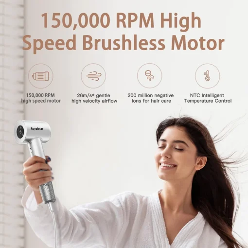 Royalstar Ionic High Speed Hair Dryer HD Display 4 Temps 2 Speeds 4 Modes New - Image 2