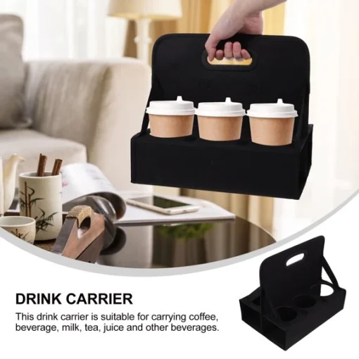 Reusable Drink Carrier Insulated Cup Holder Foldable Coffee Takeaway Bag - Image 2