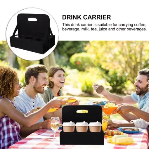 Reusable Drink Carrier Insulated Cup Holder Foldable Coffee Takeaway Bag - Image 4