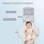 SUNVENO Baby Portable Changing Pad Waterproof Travel Changing Station Perfect for Baby Shower Gifts, Blue - Image 3