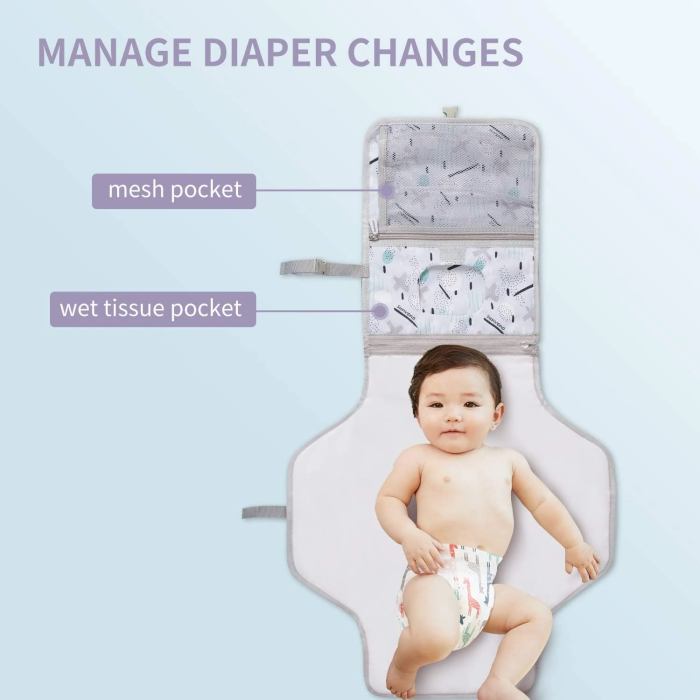 SUNVENO Baby Portable Changing Pad Waterproof Travel Changing Station Perfect for Baby Shower Gifts, Blue - Image 3