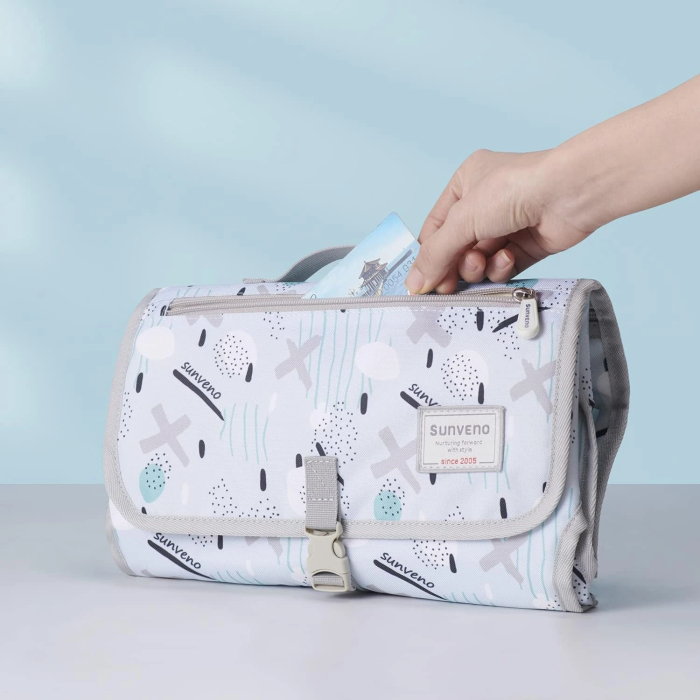 SUNVENO Baby Portable Changing Pad Waterproof Travel Changing Station Perfect for Baby Shower Gifts, Blue - Image 7