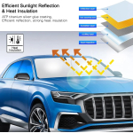 Rescien 142 * 80CM Foldable Car Windshield Sunshade, Front Windshield Reflective Sunshad with Storage Pouch, Car Front Window for Top Blocks UV Rays and Sun Heat Protection, Keeps Vehicle Cooler - Image 2