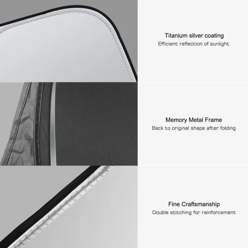 Rescien 142 * 80CM Foldable Car Windshield Sunshade, Front Windshield Reflective Sunshad with Storage Pouch, Car Front Window for Top Blocks UV Rays and Sun Heat Protection, Keeps Vehicle Cooler - Image 3
