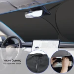 Rescien 142 * 80CM Foldable Car Windshield Sunshade, Front Windshield Reflective Sunshad with Storage Pouch, Car Front Window for Top Blocks UV Rays and Sun Heat Protection, Keeps Vehicle Cooler - Image 4