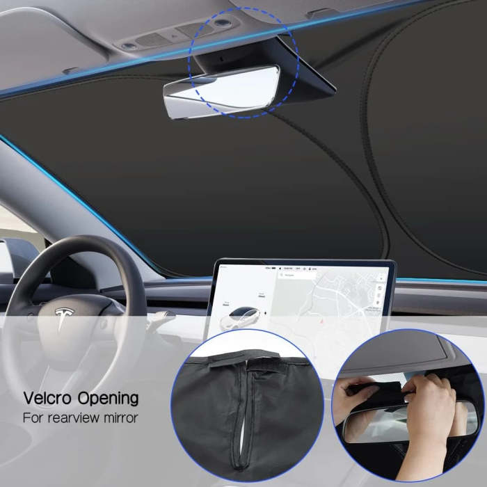 Rescien 142 * 80CM Foldable Car Windshield Sunshade, Front Windshield Reflective Sunshad with Storage Pouch, Car Front Window for Top Blocks UV Rays and Sun Heat Protection, Keeps Vehicle Cooler - Image 4