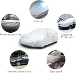 Amazon Basics Silver Weatherproof Car Cover - 150D Oxford, Sedans up to 210inc - Image 4