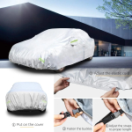 Amazon Basics Silver Weatherproof Car Cover - 150D Oxford, Sedans up to 160" - Image 2