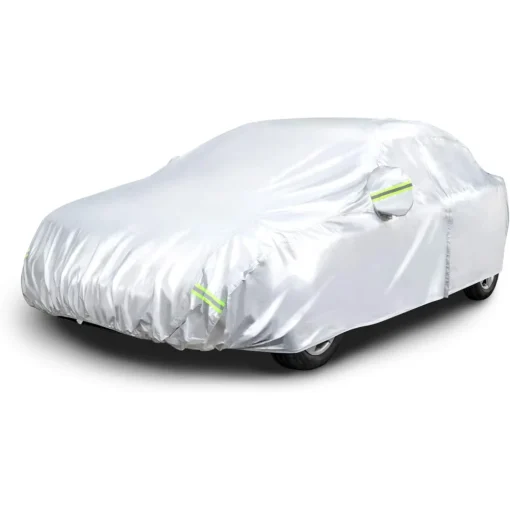 Amazon Basics Silver Weatherproof Car Cover - 150D Oxford, Sedans up to 160" - Image 8