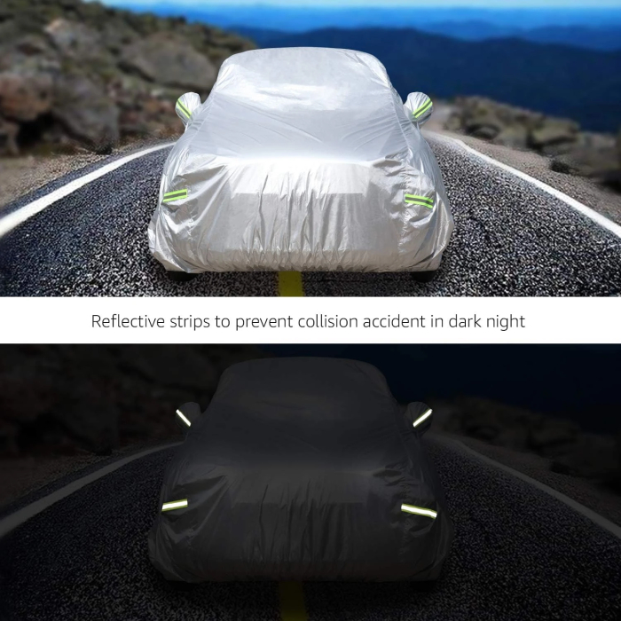 Amazon Basics Silver Weatherproof Car Cover - 150D OXFORD /218INCH/554CM - Image 6