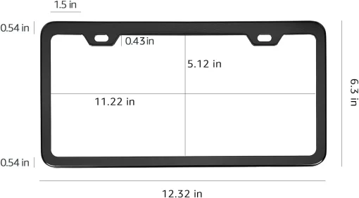 Amazon Basics 12.5" x 6.4" Black Matt Aluminium 2 Hole License Plate Frame - Image 5