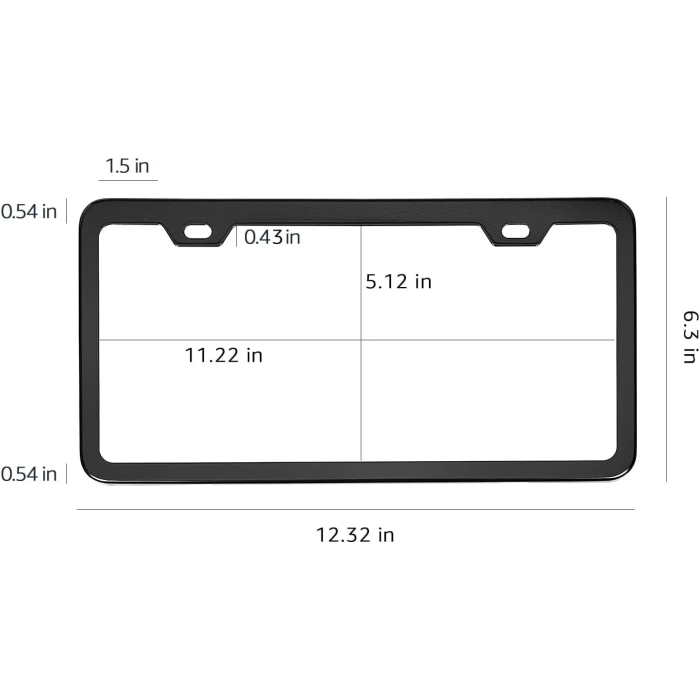 Amazon Basics 12.5" x 6.4" Black Matt Aluminium 2 Hole License Plate Frame - Image 5