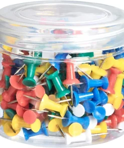 Amazon Basics Push Pins Tacks, Assorted Colors, Steel Point, 200-Pack