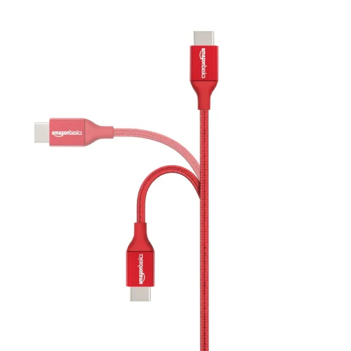 Amazon Basics Double Braided Nylon USB Type-C to Type-A 2.0 Male Cable, Laptop (Red, 3 feet) - Image 7