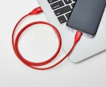 Amazon Basics Double Braided Nylon USB Type-C to Type-A 2.0 Male Cable, Laptop (Red, 3 feet) - Image 2
