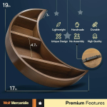 Handcrafted Wooden Crescent Moon Shelf - Features a True Crescent Moon Phase Shape on Natural Wood Tones - Unique Home Decor Floating Shelf for Rustic, Modern, and Nursery Themes - Size Large | 19x17 - Image 3