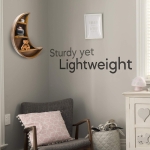 Handcrafted Wooden Crescent Moon Shelf - Features a True Crescent Moon Phase Shape on Natural Wood Tones - Unique Home Decor Floating Shelf for Rustic, Modern, and Nursery Themes - Size Large | 19x17 - Image 2