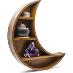 Handcrafted Wooden Crescent Moon Shelf - Features a True Crescent Moon Phase Shape on Natural Wood Tones - Unique Home Decor Floating Shelf for Rustic, Modern, and Nursery Themes - Size Large | 19x17