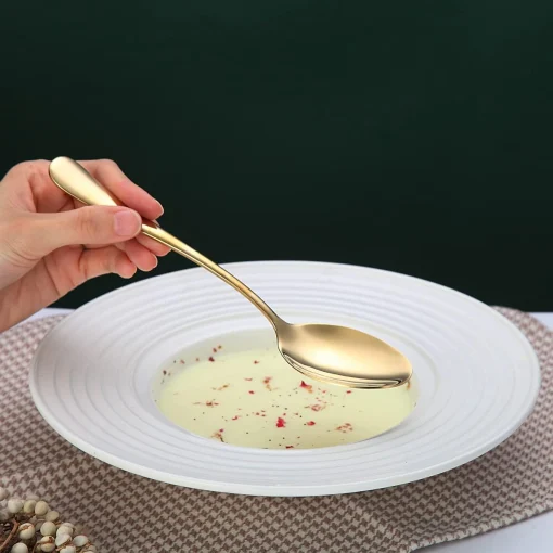 Golden Cutlery Set 24 Pieces,C&E Titanium Gold Plated Stainless Steel Tableware Set,Stainless Steel Flatware Set,Stainless Steel Flatware Silverware Sets,Dishwasher Safe. - Image 4