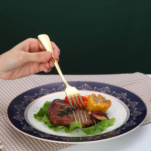 Golden Cutlery Set 24 Pieces,C&E Titanium Gold Plated Stainless Steel Tableware Set,Stainless Steel Flatware Set,Stainless Steel Flatware Silverware Sets,Dishwasher Safe. - Image 5