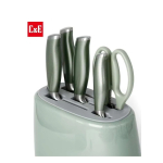 Kitchen knife set, 6-piece set of emerald green sharp knives, suitable for the kitchen, non-stick and anti-slip stainless steel kitchen knife set, with emerald green knife holder, suitable for home or dining room use - Image 2