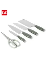 Kitchen knife set, 6-piece set of emerald green sharp knives, suitable for the kitchen, non-stick and anti-slip stainless steel kitchen knife set, with emerald green knife holder, suitable for home or dining room use - Image 3