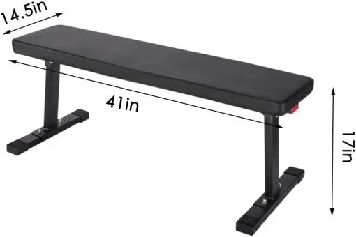 SAQIMA Flat Utility 600 lbs Foldable Capacity Weight Bench, 41'' Flat Bench Workout Utility Bench Capacity Sit Up Bench Weight Training and Abdominal Training Folding Bench for Home - Image 2