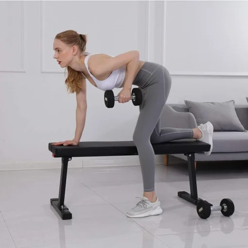 SAQIMA Flat Utility 600 lbs Foldable Capacity Weight Bench, 41'' Flat Bench Workout Utility Bench Capacity Sit Up Bench Weight Training and Abdominal Training Folding Bench for Home - Image 3