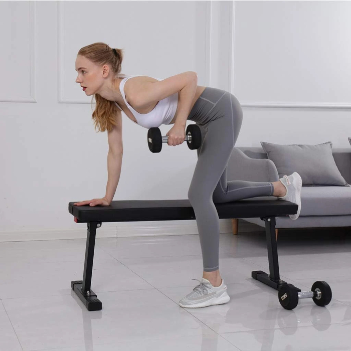 SAQIMA Flat Utility 600 lbs Foldable Capacity Weight Bench, 41'' Flat Bench Workout Utility Bench Capacity Sit Up Bench Weight Training and Abdominal Training Folding Bench for Home - Image 3