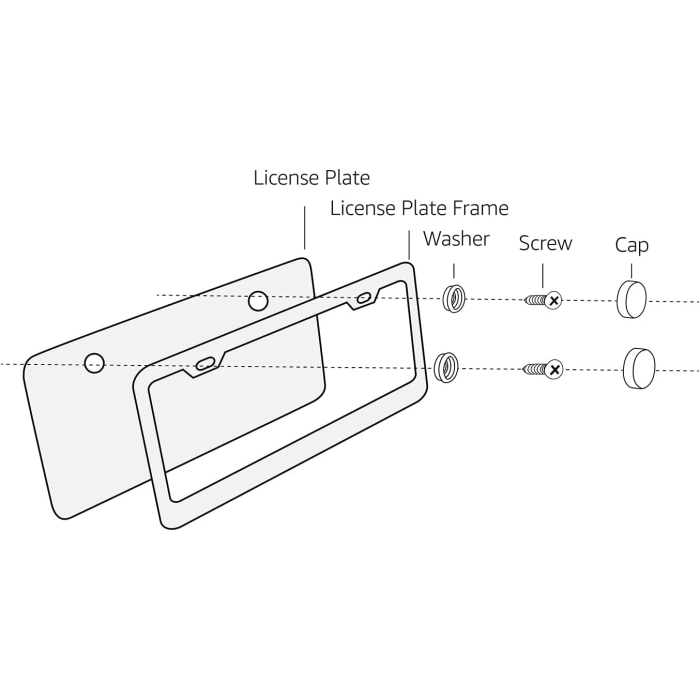 Amazon Basics Stainless Steel License Plate Frame Pair with Screw Caps - 2-Hole, 12.2'' x 6.3'', Silver - Image 7