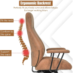 COSTWAY Executive Office Chair, Suede Fabric Ergonomic Height Adjustable Swivel Computer Desk Chair, 150° Reclining High Back Rolling Manager Task Chair for Home Office (Brown) - Image 8