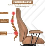 COSTWAY Executive Office Chair, Suede Fabric Ergonomic Height Adjustable Swivel Computer Desk Chair, 150° Reclining High Back Rolling Manager Task Chair for Home Office (Brown) - Image 8