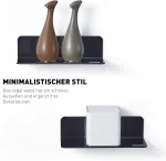 OAPRIRE Acrylic Floating Wall Shelves Set of 2, Damage-Free Expand Wall Space, Black Small Wall Shelf for Smart Speaker, Action Figures, Monitor with Cable Clips, Stick on, No Drill - Image 3