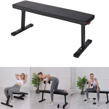 SAQIMA Flat Utility 600 lbs Foldable Capacity Weight Bench, 41'' Flat Bench Workout Utility Bench Capacity Sit Up Bench Weight Training and Abdominal Training Folding Bench for Home