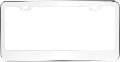 Amazon Basics Stainless Steel License Plate Frame Pair with Screw Caps - 2-Hole, 12.2'' x 6.3'', Silver - Image 4