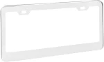 Amazon Basics Stainless Steel License Plate Frame Pair with Screw Caps - 2-Hole, 12.2'' x 6.3'', Silver - Image 3