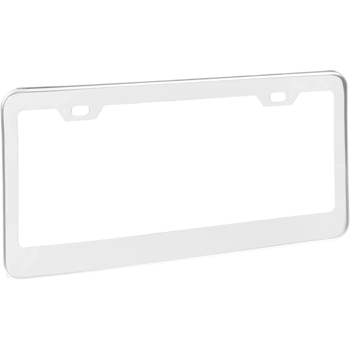 Amazon Basics Stainless Steel License Plate Frame Pair with Screw Caps - 2-Hole, 12.2'' x 6.3'', Silver - Image 3