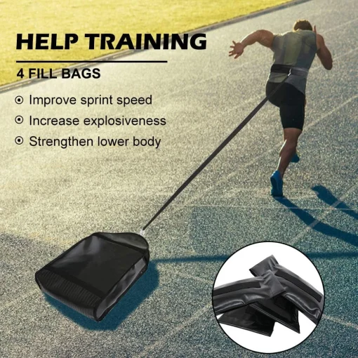 NAIZEA Adjustable Weight Sled Trainer, Sandbag Sled Trainer Resistance Sled Trainer for Sprinter Speed Training Indoor with 4 Weight Sandbags Brand: NAIZEA - Image 2