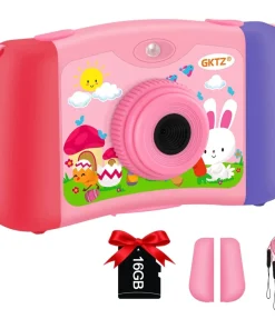 GKTZ Kids Music Player Toddler Digital Video Camera, Kids Camera for 3 4 5 6 7 8 Year Old (YD06-P)