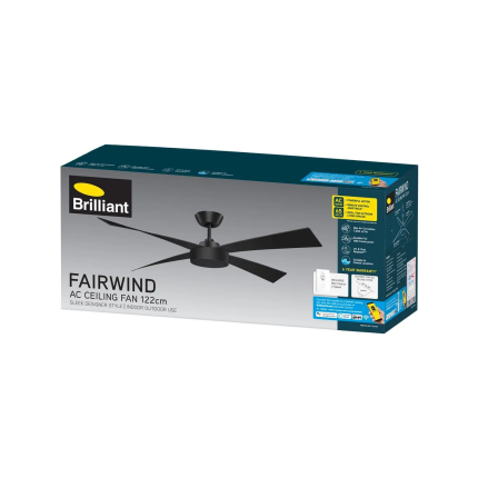 Brilliant Lighting 132cm Black Fairwind Ceiling Fan