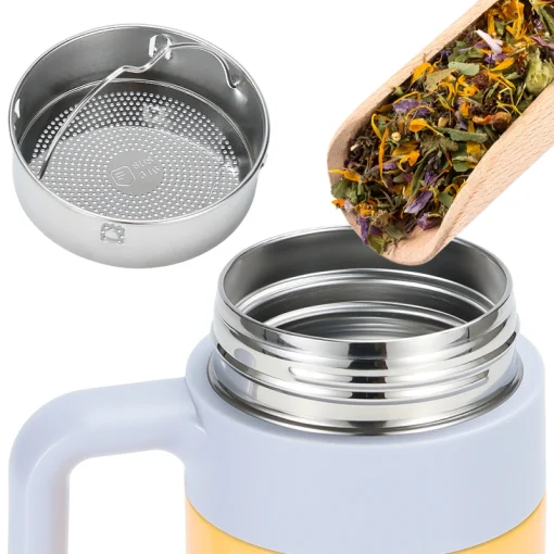 510ml Insulated Leakproof Stainless Steel Travel Mug Classic Design with Handle and Lid for Iced Coffee - Image 2