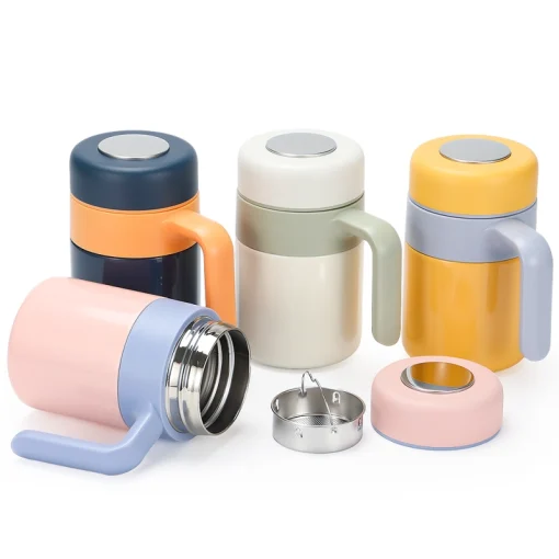 510ml Insulated Leakproof Stainless Steel Travel Mug Classic Design with Handle and Lid for Iced Coffee - Image 4