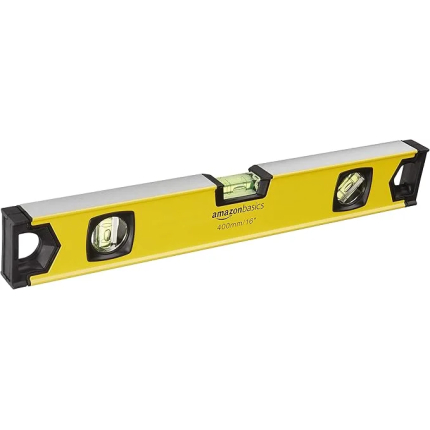Amazon Basics - 16" Shock Resistant Aluminum Alloy Magnetic Bubble Level, Plumb/Level/Bubble, 180, 90 and 45 Degree