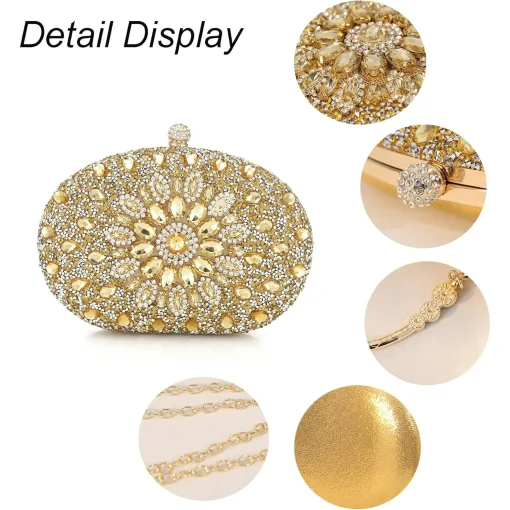Crystal Women Evening Clutch Rhinestone Bag Bling Purse Glitter Radiant Shouder bag for Christmas Bridal Wedding Party - Image 4